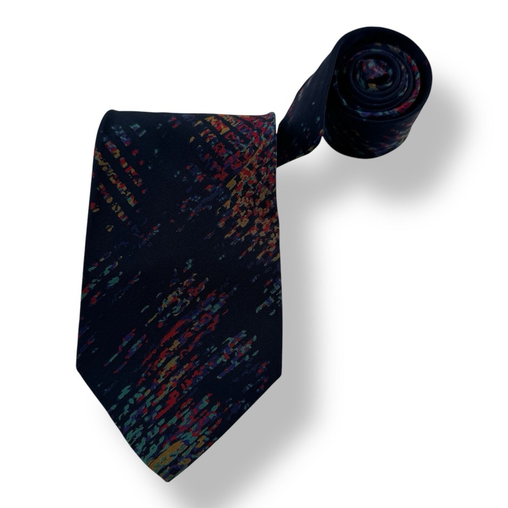 Andrini Blue Abstract Silk Handmade Neck‎ Tie 3.25"x59" Made in USA